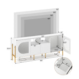 TV Stand for 70 Inch TV with Power Outlets Drawers and Open Shelves-White