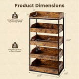 5-Tier Food Storage Rack with 4 Pull-out Drawers and Adjustable Feet-Rustic Brown