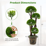 3 FT Artificial Cypress Topiary Tree Realistic Greenery Plant with Spiral Vines and Real Wood Trunks