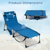 Tanning Chair with Face Arm Holes Portable Sunbathing Chair-Blue