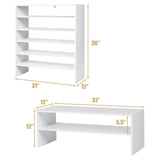 3 Pieces 31-Inch Stackable Multi-Shape Shoe Rack-White