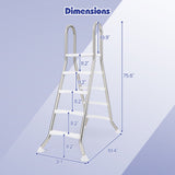 75.6in Above Ground Pool Ladder A-Frame Swimming Pool 4-Step Ladder for Up to 55in Pool Wall Height