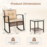 3-Piece Outdoor Rocking Chair Set-Brown