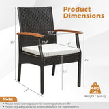 Patio Wicker Chair Set of 2 with Soft Zippered Cushion
