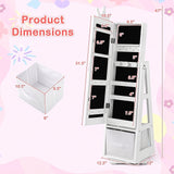 Kids Jewelry Armoire Cabinet with Large Storage Capacity and Swivel Base-White
