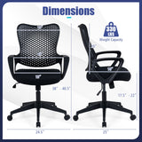 Ergonomic Office Chair Height Adjustable Computer Desk Chair with Breathable Butterfly Back-Black