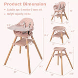 6-in-1 Baby High Chair with Removable Dishwasher and Safe Tray-Pink