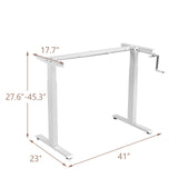 Hand Crank Sit to Stand Desk Frame Height Adjustable Standing Base-White