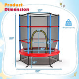 55 Inch Kids Recreational Trampoline Bouncing Jumping Mat with Enclosure Net-Navy