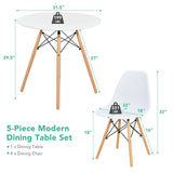 5 Pieces Table Set With Solid Wood Leg For Dining Room