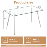 Glass Rectangular Dining Table with Metal Legs