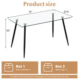 Glass Rectangular Dining Table with Metal Legs