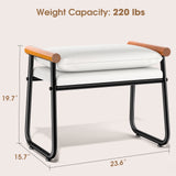 Ottoman Metal and Wood Faux Leather Bench
