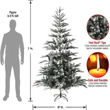 7-ft Snow Flocked Slim Artificial Christmas Fir Tree, Premium PE Artificial Christmas Tree