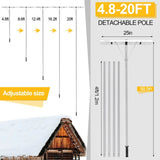 5-20 Feet Snow Roof Rake Reinforced Aluminum Snow Removal Tool with Anti-slip Handle and Metal Blade