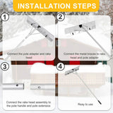 5-20 Feet Snow Roof Rake Reinforced Aluminum Snow Removal Tool with Anti-slip Handle and Metal Blade