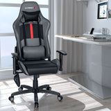 Adjustable Swivel Massage Gaming Chair with 2 Bluetooth Speakers-Gray