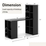 Modern Computer Desk with 12 Cubes Bookshelf