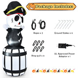 8-Foot Halloween Inflatable Pirate with Barrel Decoration