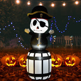 8-Foot Halloween Inflatable Pirate with Barrel Decoration