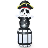 8-Foot Halloween Inflatable Pirate with Barrel Decoration