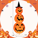 Light Up Triple Stacked Halloween Pumpkin Decoration with Hat