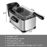 3.2 Quart Electric Stainless Steel Deep Air Fryer with Timer