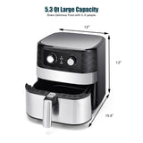 1700W 5.3 QT Electric Hot Air Fryer with Stainless steel and Non-Stick Fry Basket