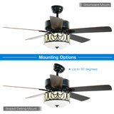 52 Inch Ceiling Fan with Light Reversible Blade and Adjustable Speed