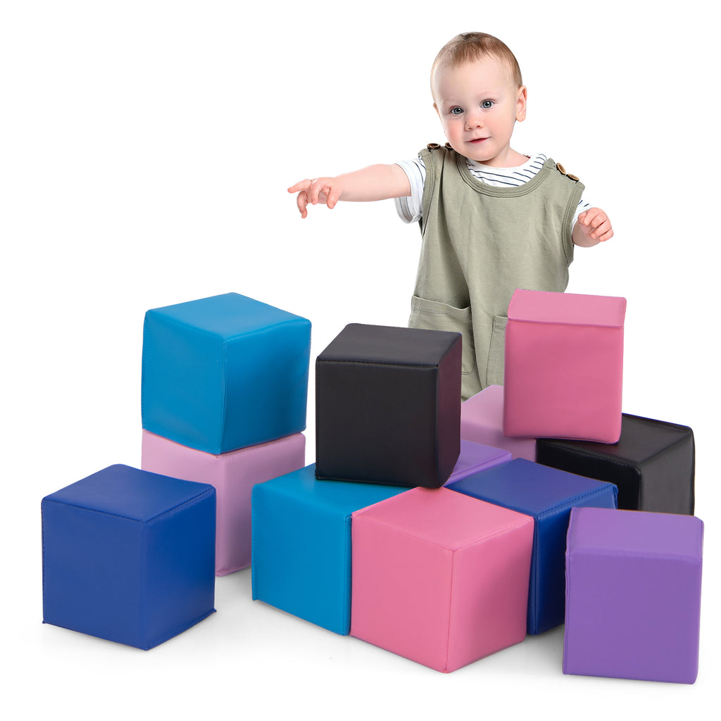 12 Pieces Soft Foam Building Blocks Climbing Foam Cubes Set for Kids ...