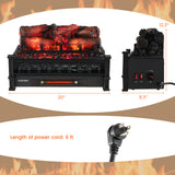 20 Inch Electric Fireplace Heater with Realistic Pinewood Ember Bed