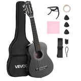 Classical Guitar, 30 Inch, Wood Classical Guitar Starter Kit for Beginners, with Nylon Strings, Gig Bag, Strap, Tuner, Extra Strings, Picks, Capo, Basswood, for Kids Girls Boys Students, Black