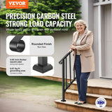 Handrails for Outdoor Steps, 2-3 Step Stair Hand Rail Kit, Transitional Carbon Steel Railings with Installation Kit, Stair Rails for Seniors, Concrete Steps  Porch  Deck, Black Retro Arch