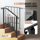 Handrails for Outdoor Steps, 2-3 Step Stair Hand Rail Kit, Transitional Carbon Steel Railings with Installation Kit, Stair Rails for Seniors, Concrete Steps  Porch  Deck, Black Retro Arch