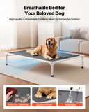 Elevated Dog Bed for Large Dogs, Portable Raised Dog Cot with Aluminum Tube Metal Frame and Breathable Textilene Mesh, Indoor  Outdoor Pet Cooling Raised Hammock Bed, XL, Gray
