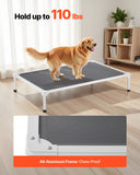 Elevated Dog Bed for Large Dogs, Portable Raised Dog Cot with Aluminum Tube Metal Frame and Breathable Textilene Mesh, Indoor  Outdoor Pet Cooling Raised Hammock Bed, XL, Gray