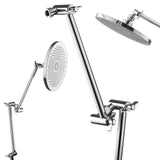 Shower Head Extension Arm, 16 inches, Brass Shower Arm Extender with Flexible Adjustable Angle Height, Chrome Finish, G1/2 Universal Thread Connector Compatible, for Rain  Handheld Showerhead