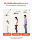 Shower Head Extension Arm, 16 inches, Brass Shower Arm Extender with Flexible Adjustable Angle Height, Chrome Finish, G1/2 Universal Thread Connector Compatible, for Rain  Handheld Showerhead