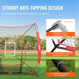 7x7 ft Baseball Softball Practice Net, Portable Baseball Training Net for Hitting Batting Catching Pitching, Backstop Baseball Equipment with Bow Frame, Carry Bag, Strike Zone, Ball, Batting Tee