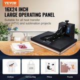 Heat Press 16x24, 1700W Power Heat Press Machine, Fast Heating, High Pressure Heat Press Machine for T-Shirt, Digital Industrial Sublimation Printer for Heat Transfer Vinyl, Easy to Use, Black
