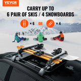 Ski and Snowboard Roof Rack, 31.7-Inch Universal Ski Rack for Car Roof Fit Most Crossbars, Carry up to 6 Pairs of Skis or 4 Snowboards, Aluminum Snowboard Ski Rack with Lock  Rubber Padding