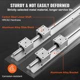 Linear Guide Rail Set, SBR16 800mm, 2 PCS 31.5 in/800 mm SBR16 Guide Rails and 4 PCS SBR16UU Slide Blocks, Linear Rails and Bearings Kit for Automated Machines DIY Project CNC Router Machines