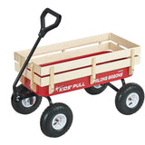 Pull-Along Wagon for Kids, 39 inch Toddler Wagons with Wooden Panels  Handle, Supports up to 330 lbs, All-Terrain Utility Wagon Cart Birthday Present for Kids Gardening Beach, Red