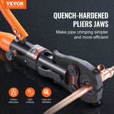 Copper Pipe Crimping Tool, Hydraulic Driven Press Tool with 1/2in, 3/4in, 1in Jaws, Copper Tube Fittings Pipe Crimpers for Narrow Spaces and Tee Fittings