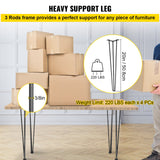 Hairpin Table Legs 20\in Black Set of 4 Desk Legs 880lbs Load Capacity (Each 220lbs) Hairpin Desk Legs 3 Rods for Bench Desk Dining End Table Chairs Carbon Steel DIY Heavy Duty Furniture Legs