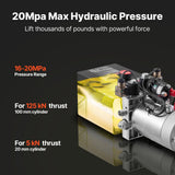 4 Quart Hydraulic Power Unit, Double Acting Dump Trailer Pump, 3200 PSI Max Relief Pressure  0.91 GPM Flow Rate, DC 12V Hydraulic Pump with Metal Reservoir for Dump Trailer Car Lifting, Black