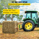 Pair Hay Spear 49in Bale Spear 3000 lbs Capacity, Bale Spike Quick Attach Square Hay Bale Spears 1 3/4in, Red Coated Bale Forks, Bale Hay Spike with Hex Nut  Sleeve for Buckets Tractors Loaders