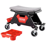 Mechanics Stool, 300 LBS Capacity Rolling Mechanic Seat with 4in Wheels, with Three Slide Out Tool Trays and Drawer, Heavy Duty Roller Creeper Seat for Home Garage DIY Automotive
