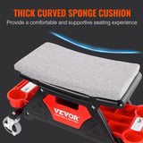 Mechanics Stool, 300 LBS Capacity Rolling Mechanic Seat with 4in Wheels, with Three Slide Out Tool Trays and Drawer, Heavy Duty Roller Creeper Seat for Home Garage DIY Automotive