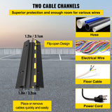 3 Pcs 2-Cable Rubber Electrical Wire Cover Cord Protector Ramp 11000 lbs